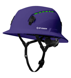 SHK-1 Full Brim Vented safety helmet in purple — front quarter view
