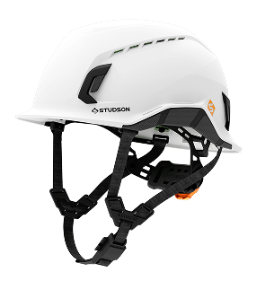 a white helmet with straps