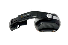 STUDSON ED-3B helmet-mounted ear defender showing side profile with 30mm blade mount arm and orange accent stripe