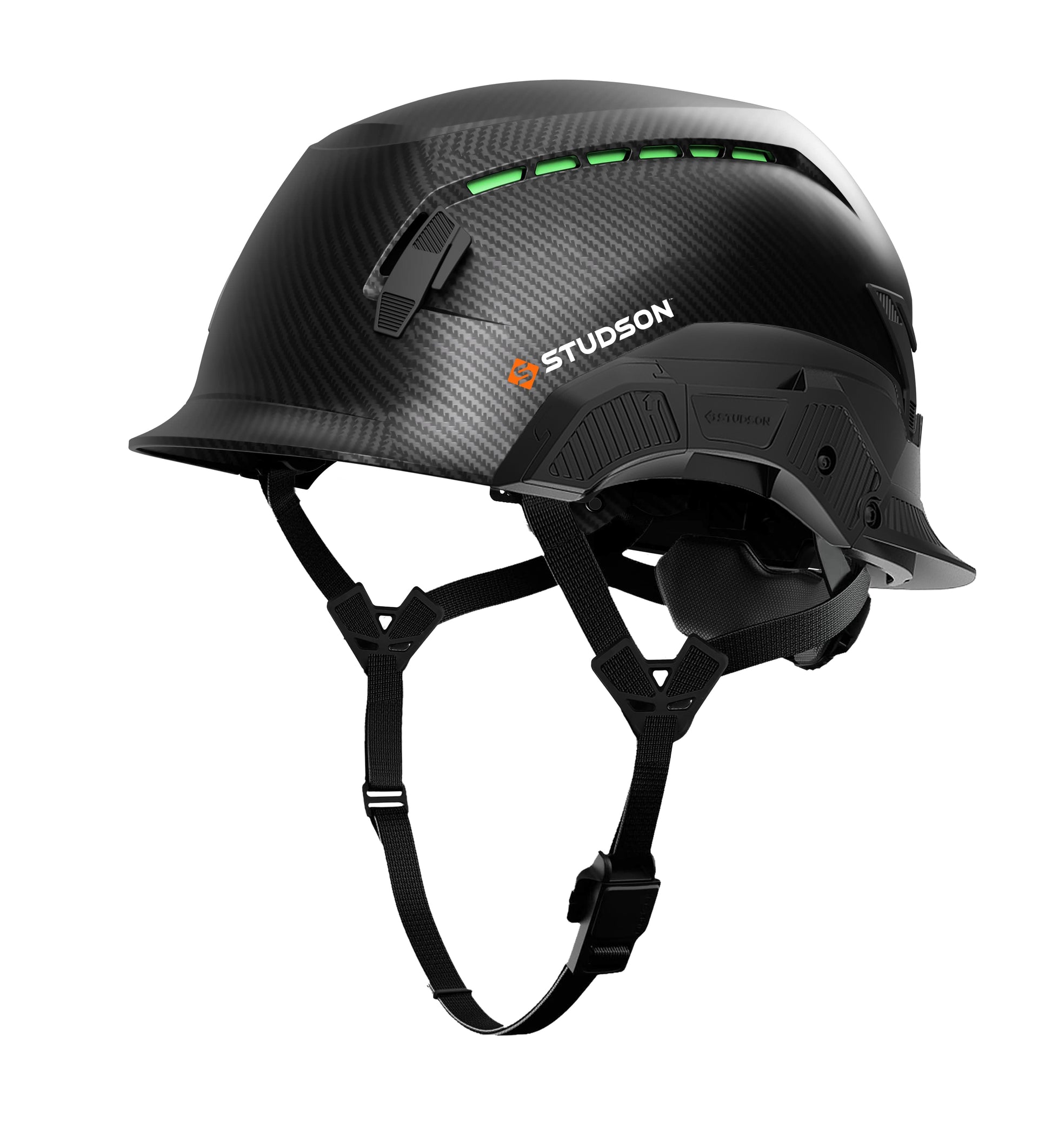 Carbon SHK-1 Standard Brim Vented Safety Helmet showing front quarter view, detail 2