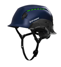 Navy Blue SHK-1 Standard Brim Vented Safety Helmet showing front quarter view, detail 2