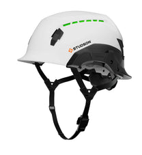 White SHK-1 Standard Brim Vented Safety Helmet showing front quarter view