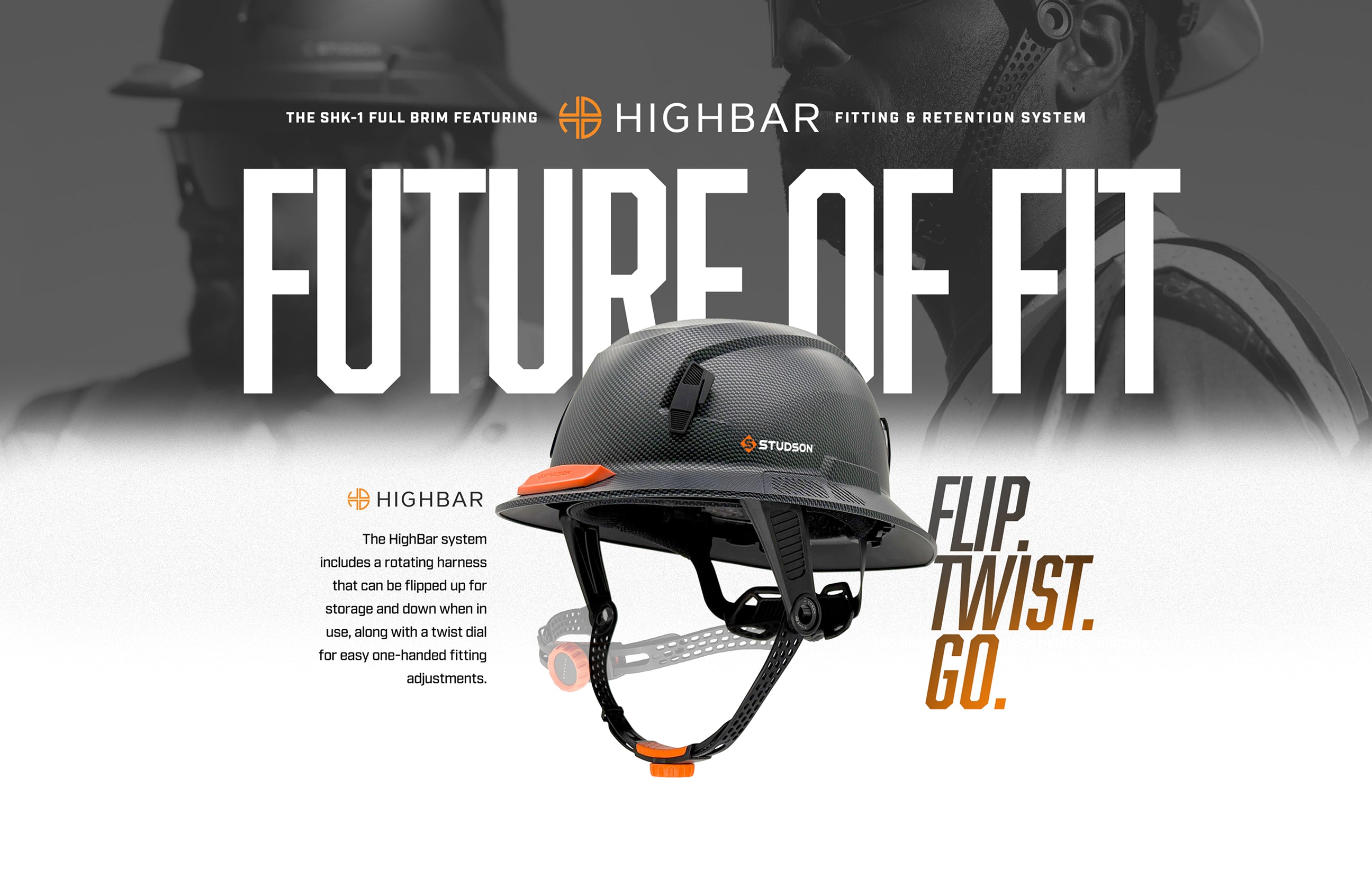 Helmet with Hightower branding and text about the Hightower system on a gray background